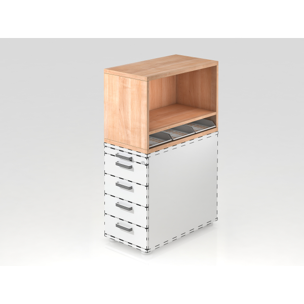 4032062173749 - Aufsatzregal  für Standcontainer 1 Fachboden Nußbaum-Dekor