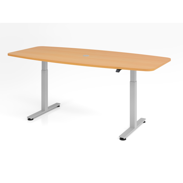 4032062176450 - Sitz-Steh-Konferenztisch VXMST elektrisch höhenverstellbar 120cm (H) 220x103cm (BxT) buche   silber 4032062176450 Hammerbache