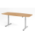 Sitz-Steh-Konferenztisch XMST, elektrisch h&ouml;henverstellbar 120cm (H), 220x103cm (BxT), Tonnenform, eiche / silber