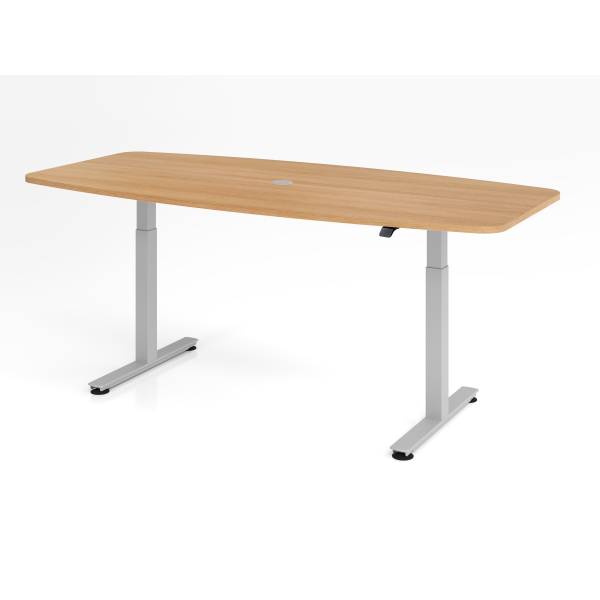 4032062176467 - Sitz-Steh-Konferenztisch VXMST elektrisch höhenverstellbar 120cm (H) 220x103cm (BxT) Eiche   silber 4032062176467 Hammerbache