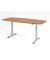 Sitz-Steh-Konferenztisch XMST, elektrisch h&ouml;henverstellbar 120cm (H), 220x103cm (BxT), Tonnenform, nussbaum / silber