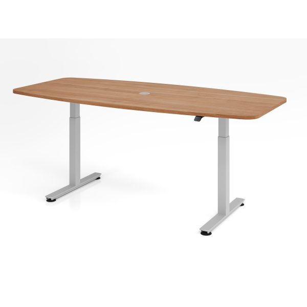 4032062176474 - Sitz-Steh-Konferenztisch VXMST elektrisch höhenverstellbar 120cm (H) 220x103cm (BxT) Nussbaum   silber 4032062176474 Hammerba