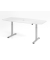 Sitz-Steh-Konferenztisch XMST, elektrisch h&ouml;henverstellbar 120cm (H), 220x103cm (BxT), Tonnenform, wei&szlig; / silber