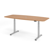 Sitz-Steh-Schreibtisch VXDSM, elektrisch h&ouml;henverstellbar, 127cm (H), 220x103cm (BxT), nussbaum / silber