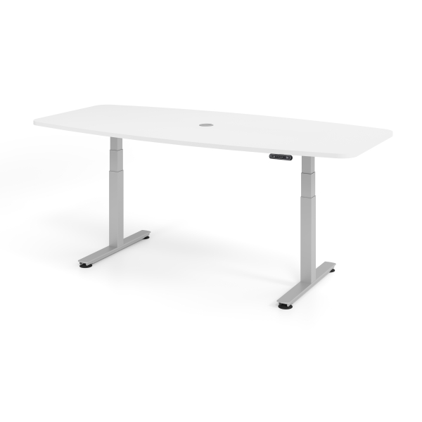 4032062176542 - Sitz-Steh-Schreibtisch VXDSM elektrisch höhenverstellbar 127cm (H) 220x103cm (BxT) Weiß   silber 4032062176542 Hammerbacher