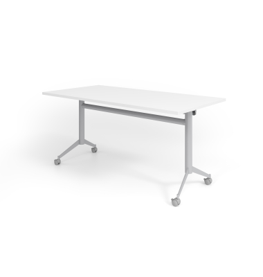 Klapptisch VKF, 160x80cm (BxT), 73,5cm (H), wei&szlig; / silber, mit Rollen