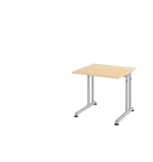 Schreibtisch VZS, manuell h&ouml;henverstellbar, 82cm (H), 80x80cm (BxT), ahorn / silber