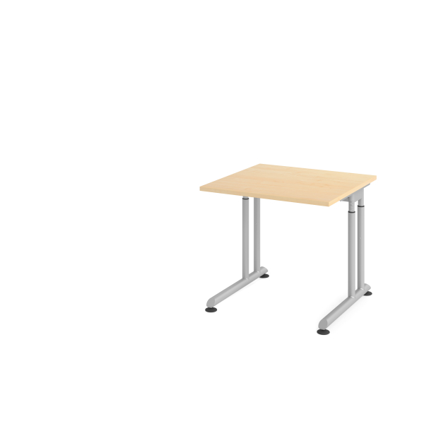 4032062183038 - Schreibtisch Breno manuelle Höheneinstellung horizontaler Kabelkanal B 800 x T 800 x H 680-820 mm Spanplatte & Stahl Ahorn Silber