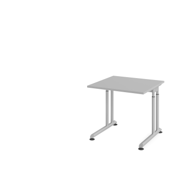 Schreibtisch VZS, manuell h&ouml;henverstellbar, 82cm (H), 80x80cm (BxT), grau / silber