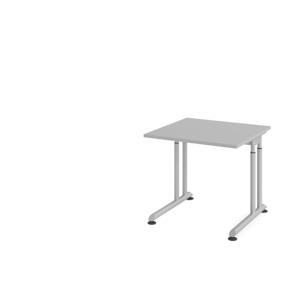 4032062183045 - Schreibtisch Breno manuelle Höheneinstellung horizontaler Kabelkanal B 800 x T 800 x H 680-820 mm Spanplatte & Stahl Lichtgrau Silber