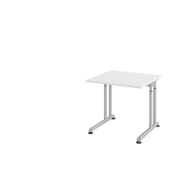 4032062183069 - Schreibtisch Breno manuelle Höheneinstellung horizontaler Kabelkanal B 800 x T 800 x H 680-820 mm Spanplatte & Stahl Weiß Silber