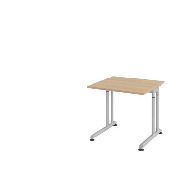 Schreibtisch VZS, manuell h&ouml;henverstellbar, 82cm (H), 80x80cm (BxT), eiche / silber