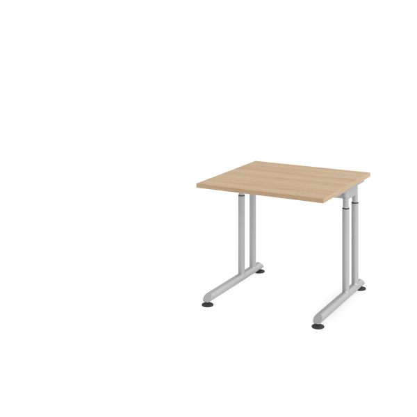 4032062183076 - Schreibtisch Breno manuelle Höheneinstellung horizontaler Kabelkanal B 800 x T 800 x H 680-820 mm Spanplatte & Stahl Eiche Silber