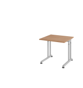Schreibtisch VZS, manuell h&ouml;henverstellbar, 82cm (H), 80x80cm (BxT), nussbaum / silber