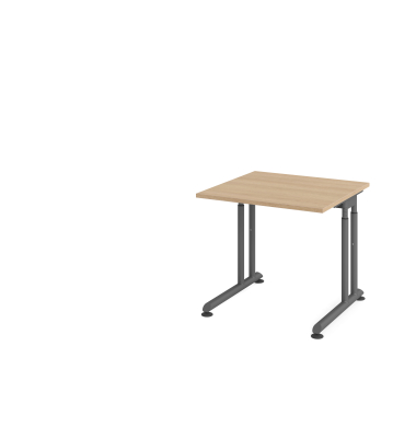 Schreibtisch VZS, manuell h&ouml;henverstellbar, 82cm (H), 80x80cm (BxT), eiche / graphit