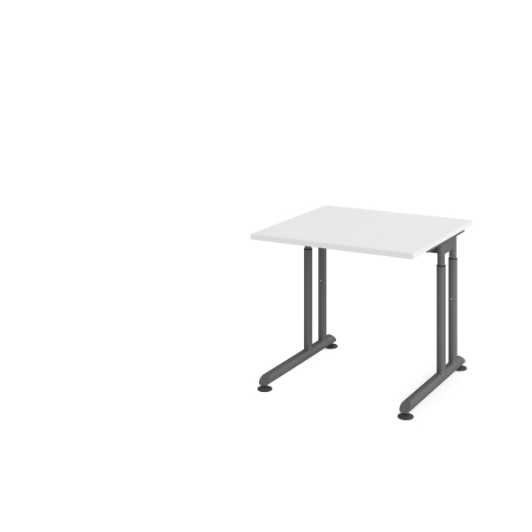 4032062183144 - Schreibtisch Breno manuelle Höheneinstellung horizontaler Kabelkanal B 800 x T 800 x H 680-820 mm Spanplatte & Stahl Weiß Graphit