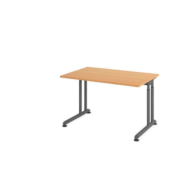 4032062183175 - HAMMERBACHER ZS12 höhenverstellbarer Schreibtisch buche rechteckig C-Fuß-Gestell grau 1200 x 800 cm