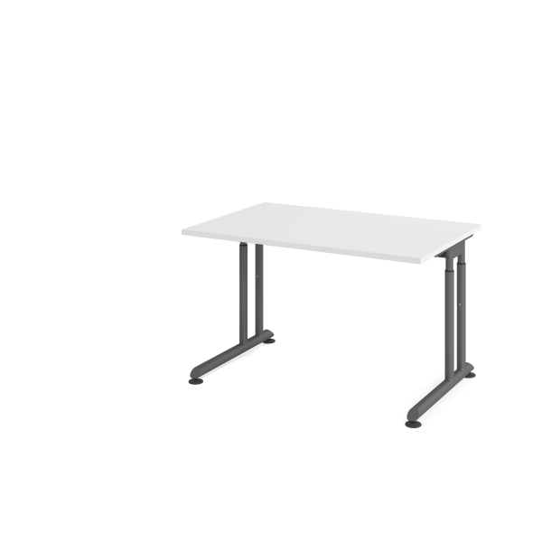 4032062183182 - Schreibtisch Breno manuelle Höheneinstellung horizontaler Kabelkanal B 1200 x T 800 x H 680-820 mm Spanplatte & Stahl Weiß Graphit