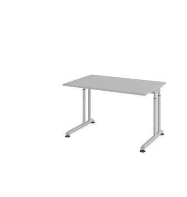Schreibtisch VZS, manuell h&ouml;henverstellbar, 82cm (H), 120x80cm (BxT), grau / silber