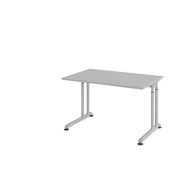 4032062183229 - Schreibtisch Breno manuelle Höheneinstellung horizontaler Kabelkanal B 1200 x T 800 x H 680-820 mm Spanplatte & Stahl Lichtgrau Silber