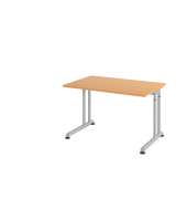 Schreibtisch VZS, manuell h&ouml;henverstellbar, 82cm (H), 120x80cm (BxT), buche / silber