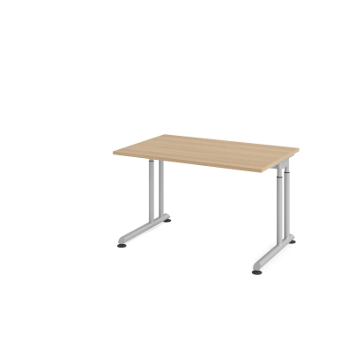 Schreibtisch VZS, manuell h&ouml;henverstellbar, 82cm (H), 120x80cm (BxT), eiche / silber