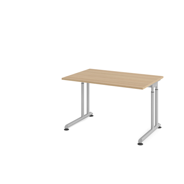 4032062183243 - Schreibtisch Breno manuelle Höheneinstellung horizontaler Kabelkanal B 1200 x T 800 x H 680-820 mm Spanplatte & Stahl Eiche Silber
