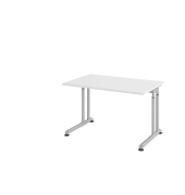 Schreibtisch VZS, manuell h&ouml;henverstellbar, 82cm (H), 120x80cm (BxT), wei&szlig; / silber