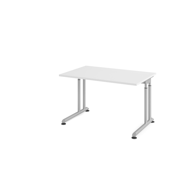 4032062183267 - Schreibtisch Breno manuelle Höheneinstellung horizontaler Kabelkanal B 1200 x T 800 x H 680-820 mm Spanplatte & Stahl Weiß Silber