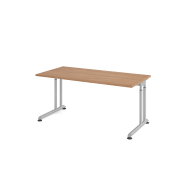 Schreibtisch VZS, manuell h&ouml;henverstellbar, 82cm (H), 160x80cm (BxT), nussbaum / silber