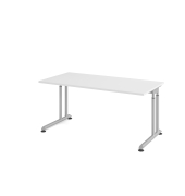 Schreibtisch VZS, manuell h&ouml;henverstellbar, 82cm (H), 160x80cm (BxT), wei&szlig; / silber