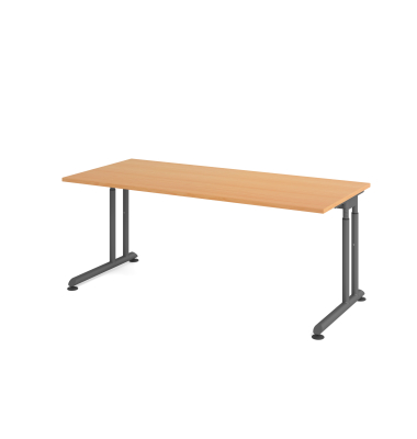Schreibtisch VZS, manuell h&ouml;henverstellbar, 82cm (H), 180x80cm (BxT), buche / graphit