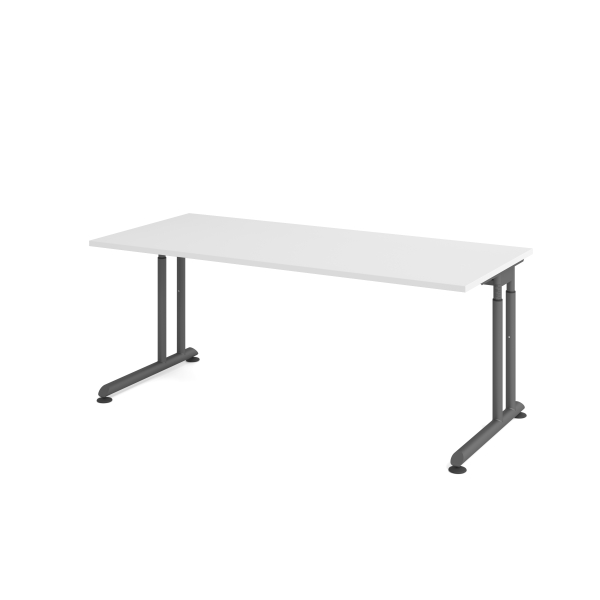 4032062183441 - Schreibtisch Breno manuelle Höheneinstellung horizontaler Kabelkanal B 1800 x T 800 x H 680-820 mm Spanplatte & Stahl Weiß Graphit