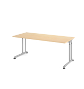 Schreibtisch VZS, manuell h&ouml;henverstellbar, 82cm (H), 180x80cm (BxT), ahorn / silber