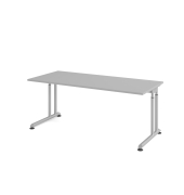 Schreibtisch VZS, manuell h&ouml;henverstellbar, 82cm (H), 180x80cm (BxT), grau / silber