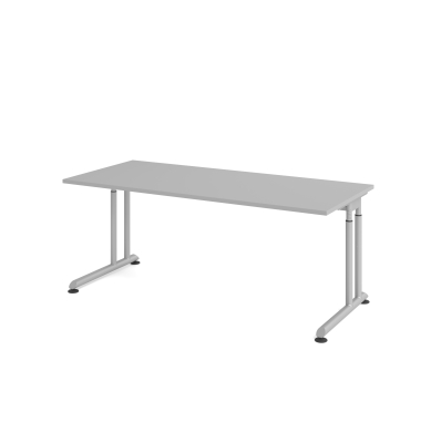 Schreibtisch VZS, manuell h&ouml;henverstellbar, 82cm (H), 180x80cm (BxT), grau / silber