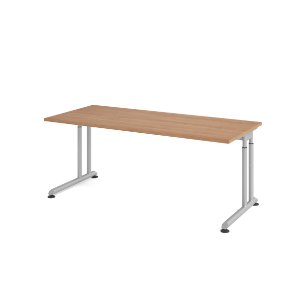 4032062183496 - Schreibtisch VZS manuell höhenverstellbar 82cm (H) 180x80cm (BxT) Nussbaum   silber 4032062183496 Hammerbacher