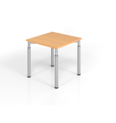 Schreibtisch VYS, manuell h&ouml;henverstellbar, 82cm (H), 80x80cm (BxT), buche / silber