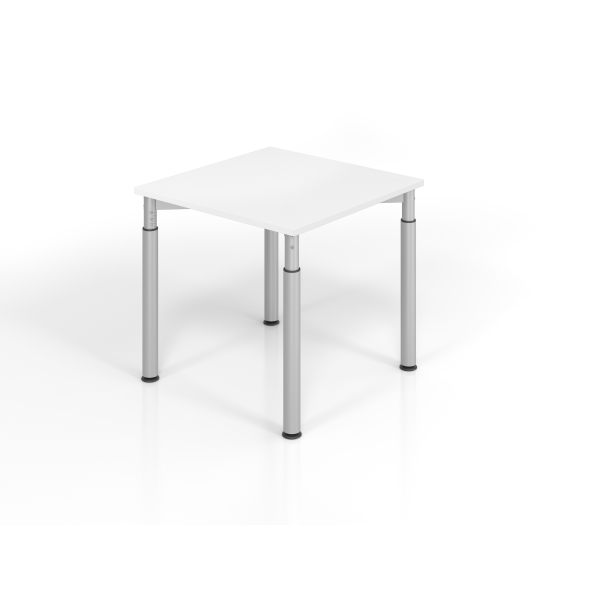 4032062183564 - VERA-ZWO - Schreibtisch mit 4-Fuß-Gestell höhenverstellbar Tiefe 800 mm Breite 800 mm weiß   alusilber kaiserkraft