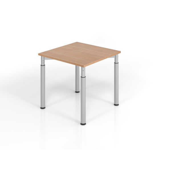 4032062183588 - Schreibtisch VYS manuell höhenverstellbar 82cm (H) 80x80cm (BxT) Nussbaum   silber 4032062183588 Hammerbacher