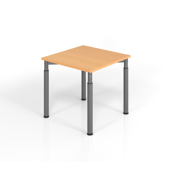 4032062183618 - HAMMERBACHER YS08 höhenverstellbarer Schreibtisch buche quadratisch 4-Fuß-Gestell grau 800 x 800 cm