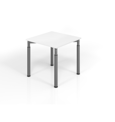 Schreibtisch VYS, manuell h&ouml;henverstellbar, 82cm (H), 80x80cm (BxT), wei&szlig; / graphit