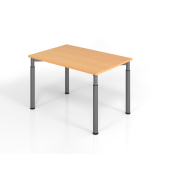 Schreibtisch VYS, manuell h&ouml;henverstellbar, 82cm (H), 120x80cm (BxT), buche / graphit