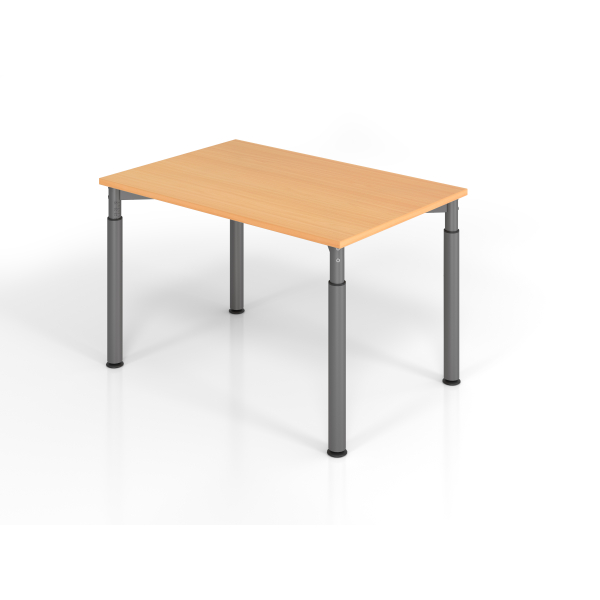 4032062183670 - HAMMERBACHER YS12 höhenverstellbarer Schreibtisch buche rechteckig 4-Fuß-Gestell grau 1200 x 800 cm