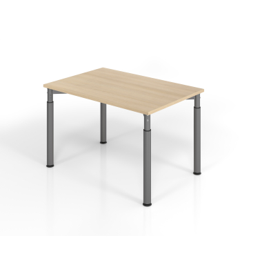 Schreibtisch VYS, manuell h&ouml;henverstellbar, 82cm (H), 120x80cm (BxT), eiche / graphit