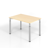 Schreibtisch VYS, manuell h&ouml;henverstellbar, 82cm (H), 120x80cm (BxT), ahorn / silber