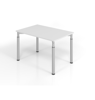 Schreibtisch VYS, manuell h&ouml;henverstellbar, 82cm (H), 120x80cm (BxT), grau / silber