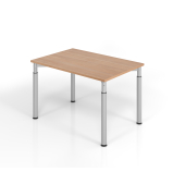 Schreibtisch VYS, manuell h&ouml;henverstellbar, 82cm (H), 120x80cm (BxT), nussbaum / silber