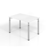 Schreibtisch VYS, manuell h&ouml;henverstellbar, 82cm (H), 120x80cm (BxT), wei&szlig; / silber