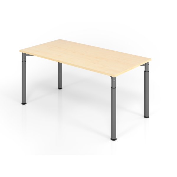 4032062183779 - HAMMERBACHER Mirakel höhenverstellbarer Schreibtisch ahorn rechteckig 4-Fuß-Gestell grau 1600 x 800 cm